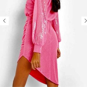 Sequin Ruched Side MIDI Dress NEW Size 14